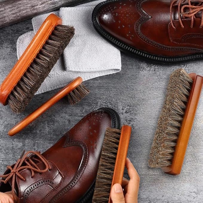 Shoe Brush, Horsehair Shoe Brush Shoe Cleaning Brush Boot Brush - Image 7