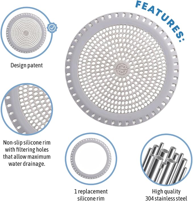 Shower Drain Hair Catcher – Ultra ShowerRing 5" Drain Cover - Image 8