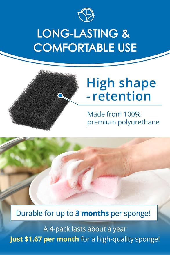 SunSun Sponge Kitchen Sponges, Made in Japan All Surface Scratch-Free Odor - Image 3