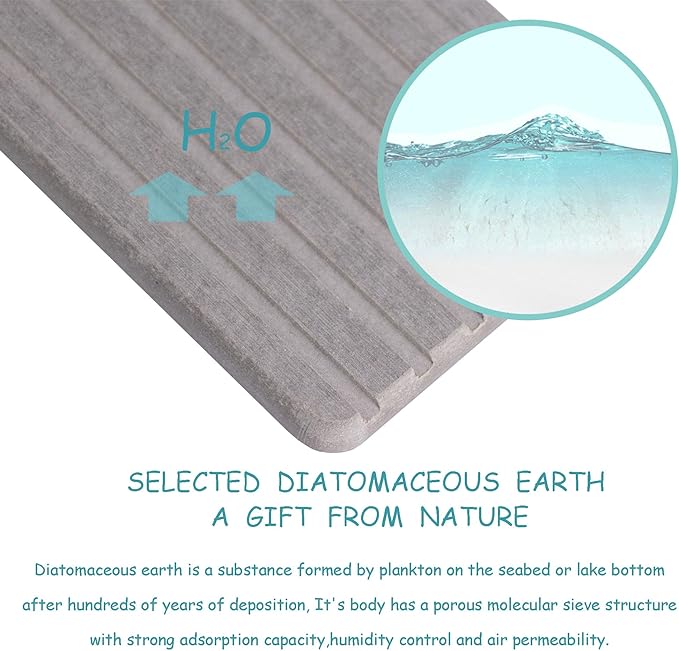 2 PCS Water Absorbent diatomite Coasters, 8.3" x 4" Water Absorbing Stone Tray - Image 3