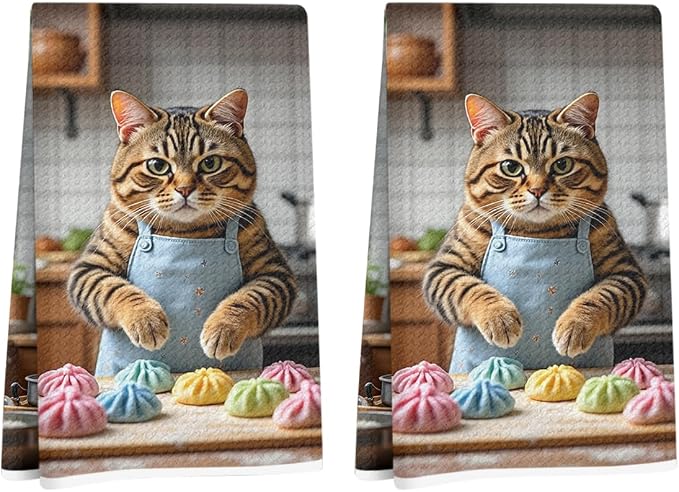 Hanamiya Na 2 Pcs Cute Cat Kitchen Towels 24x14 Inch, Cooking Cats Patterns by Hanamiya+Na