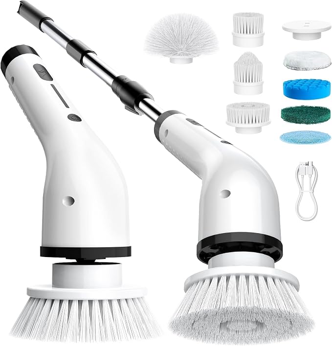 Electric Spin Scrubber for Cleaning, Cordless Waterproof Bathroom Shower Brushes by ShuxT