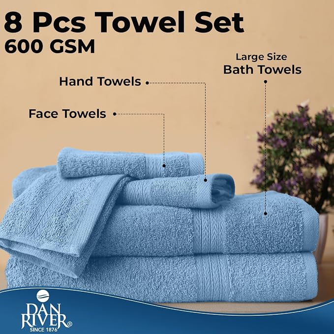DAN RIVER 8 PC Luxury Bath Towels - Image 7