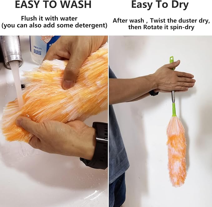 4 Pack Washable Electrostatic Duster, Extendable Pole 25" to 55", Feather Duster - Image 5