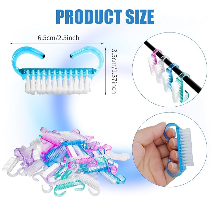 420 Pcs Handle Grip Nail Brush Bulk 5 Colors Nail Scrub Brush Pedicure - Image 2