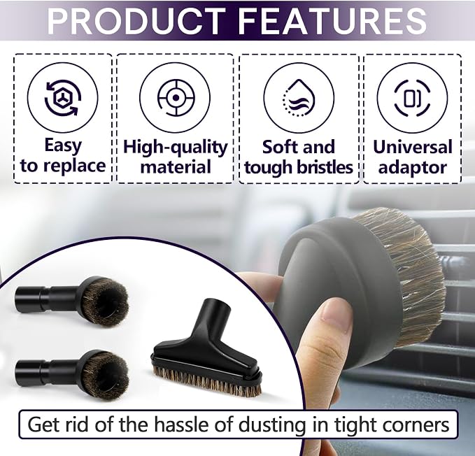 5PCS Horse Hair Brush Vacuum Attachment Set - Image 4
