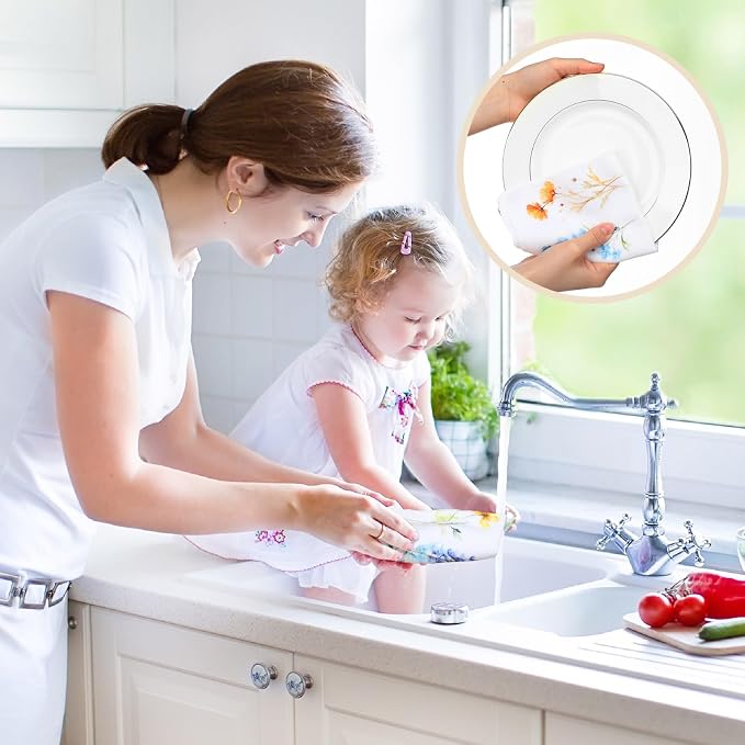 36 Pack Wildflower Reusable Cleaning Cloths Washable Cotton Kitchen Towels - Image 5
