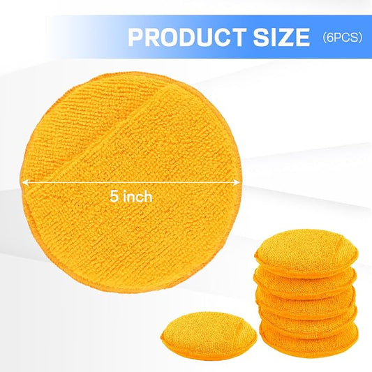 Hovom 6PCS Microfiber Wax Applicator, Soft Automotive Waxing Foam Pads - Image 2