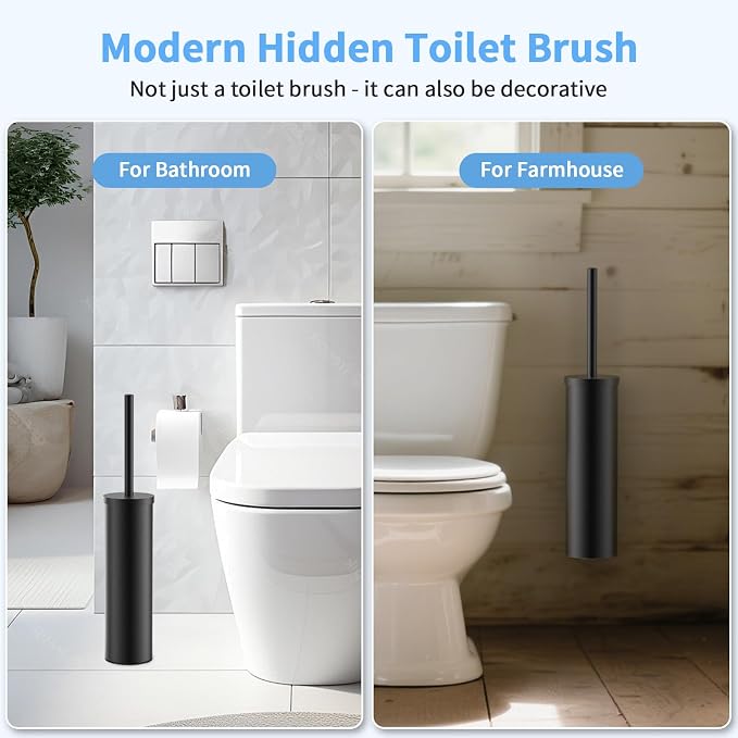 Stainless Steel Toilet Brush and Holder Set Wall Mount Heavy Duty Toilet Bowl - Image 6