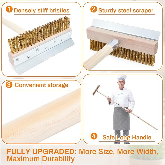 2 Pack 63 Inch Wood Handle Pizza Oven Brush - Image 4