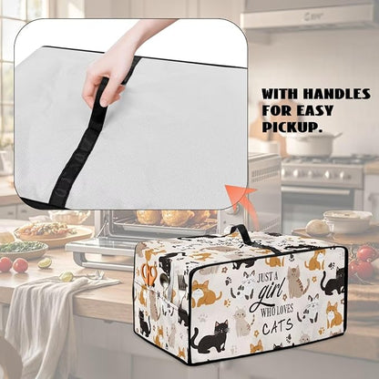 Waterproof Microwave Oven Grill Cover Protector Cartoon Cats Paw Print Foldable Microwave Oven Dust Cover with Storage Bags Just A Girl Print Case Protections for Toaster Oven, M