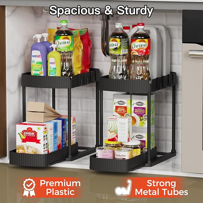 2 Pack Multi-Purpose Pull-Out Storage Organizers, Under Sink Organizers and - Image 3