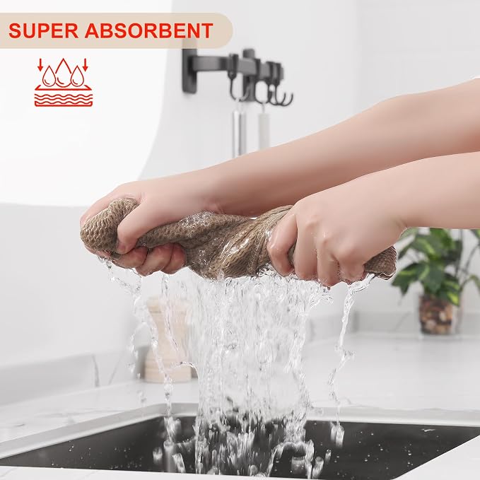 Kitinjoy 100% Cotton Waffle Weave Kitchen Hand Towels - Image 3