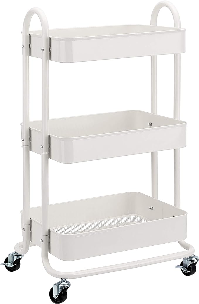 Amazon Basics 3-Tier Rolling Utility or Kitchen Cart, Lockable Wheels by AmazonBasics
