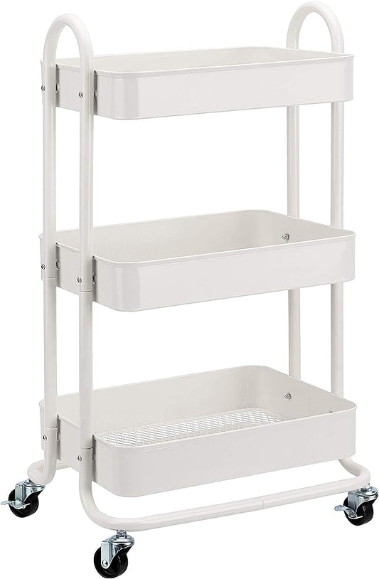 Amazon Basics 3-Tier Rolling Utility or Kitchen Cart, Lockable Wheels by AmazonBasics