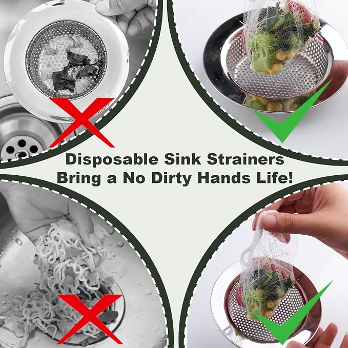 300 PCS Kitchen Sink Strainer Mesh Bag, Small Disposable Mesh Sink Strainer Bags - Image 5