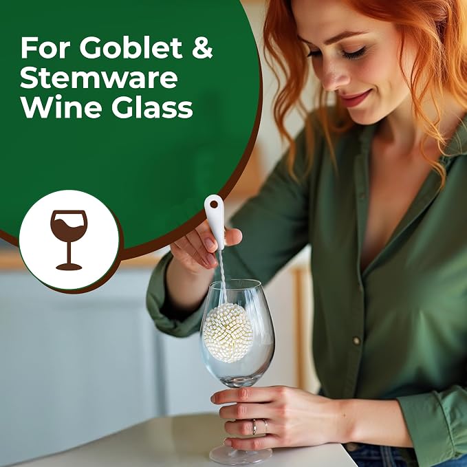 Tupkee Wine Glass Cleaning Brush – Soft Non-Scratch Foam Bristles – Goblet & - Image 2
