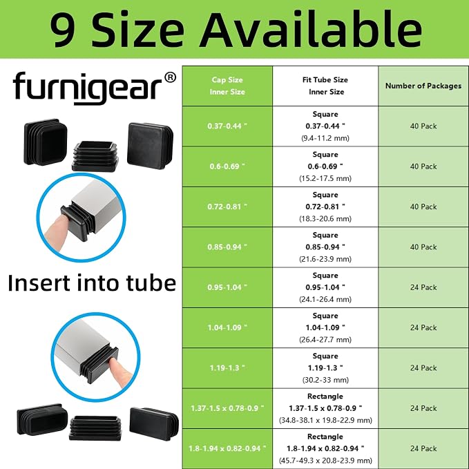 Furnigear Plastic Plugs Tubing End Cap Chair End Caps Outside Bottom Tubing - Image 5