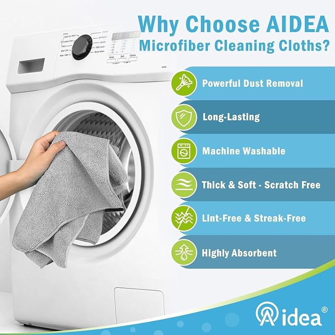 AIDEA Microfiber Cleaning Cloth-8PK, Soft Microfiber Towels - Image 3