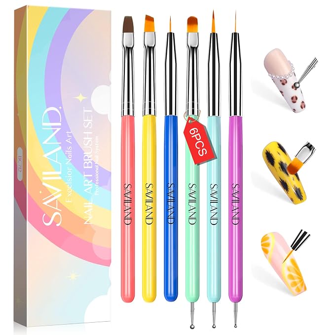 SAVILAND 6PCS Nail Art Brushes Set – Multifunctional Nail Brushes by SAVILAND