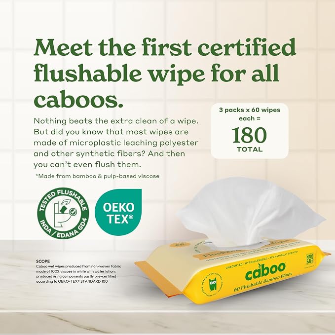 Caboo Tree Free Flushable Wipes, Certified Flushable, Septic Safe, Biodegradable - Image 2