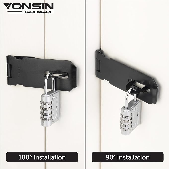 4" Door Padlock Safety Hasp Latch 2 Pcs, Door Hasp Clasp Lock Gate Shed Hasp - Image 4