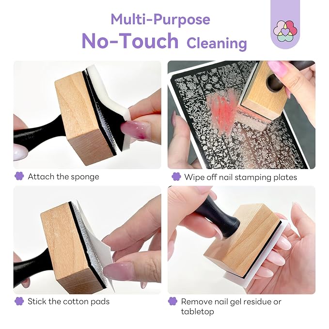 SAVILAND Nail Cleaning Tool: No-Touch Nail Cleaner Tools Wood Stamp Set Nails - Image 4