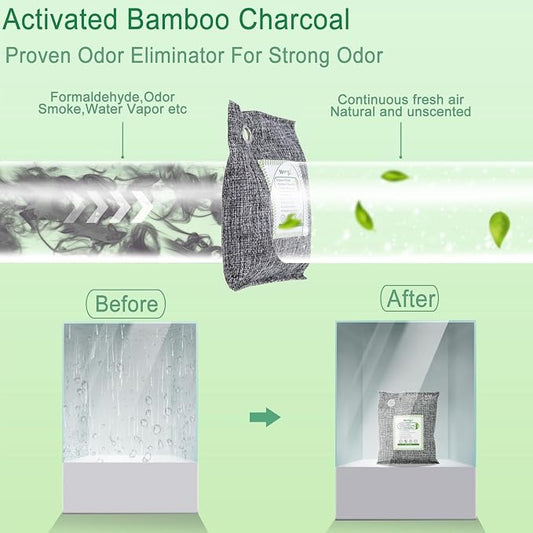 Activated Charcoal Odor Absorber, Natural Charcoal Bags Odor Absorber Bamboo - Image 2