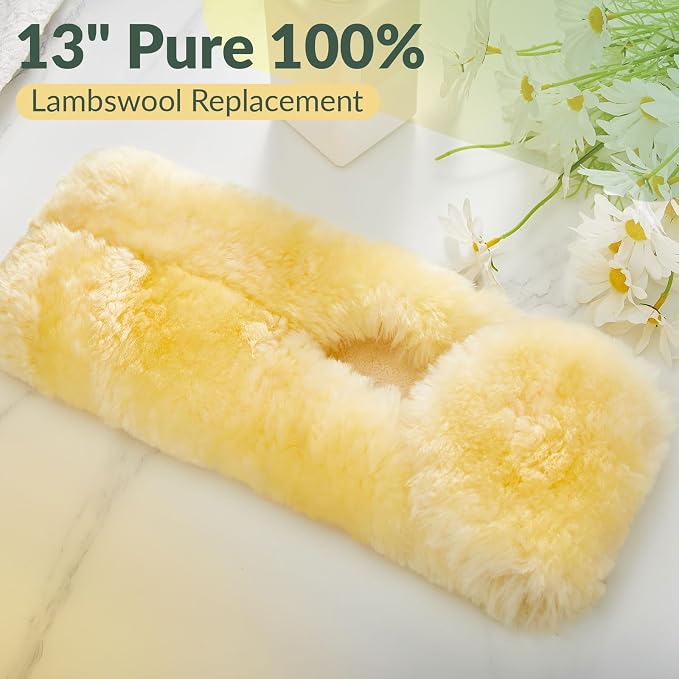 Dingion 1 Pack 13" 100% Pure Lambswool Wash Pad Replacement, Lambswool Wash Mitt - Image 4