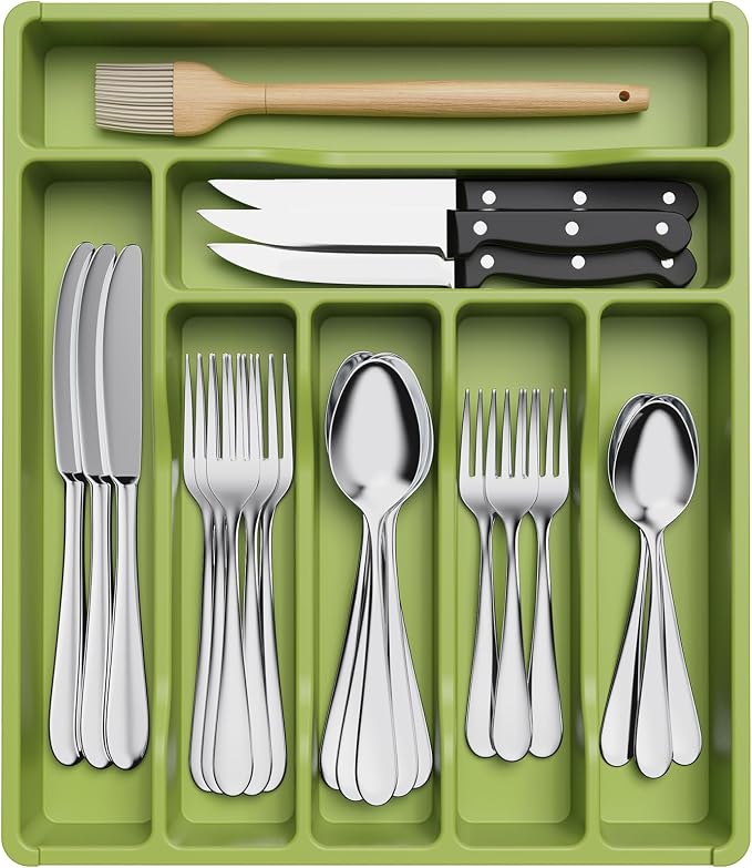 Lifewit Silverware Drawer Organizer Tray, Plastic Cutlery Storage by Lifewit