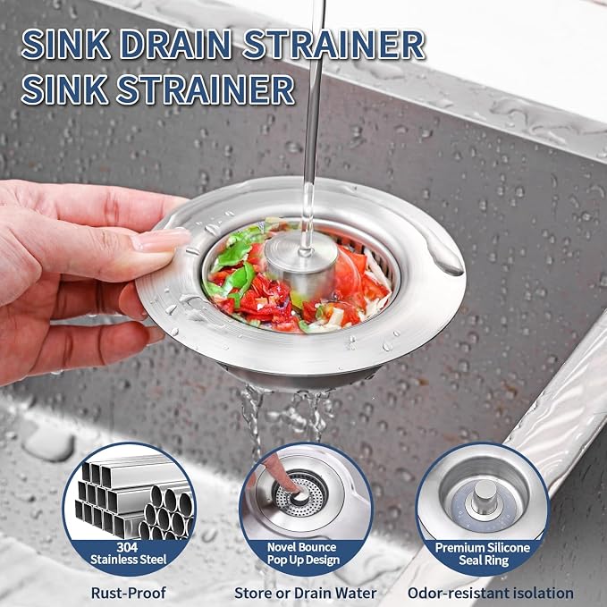 3-in-1 Kitchen Sink Drain Strainer - Image 2