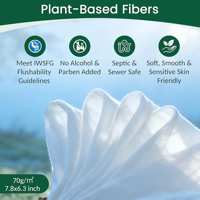 WONDERFUL Flushable Wipes, Mint 100% Plant-Based Wet Butt Wipe - Image 4