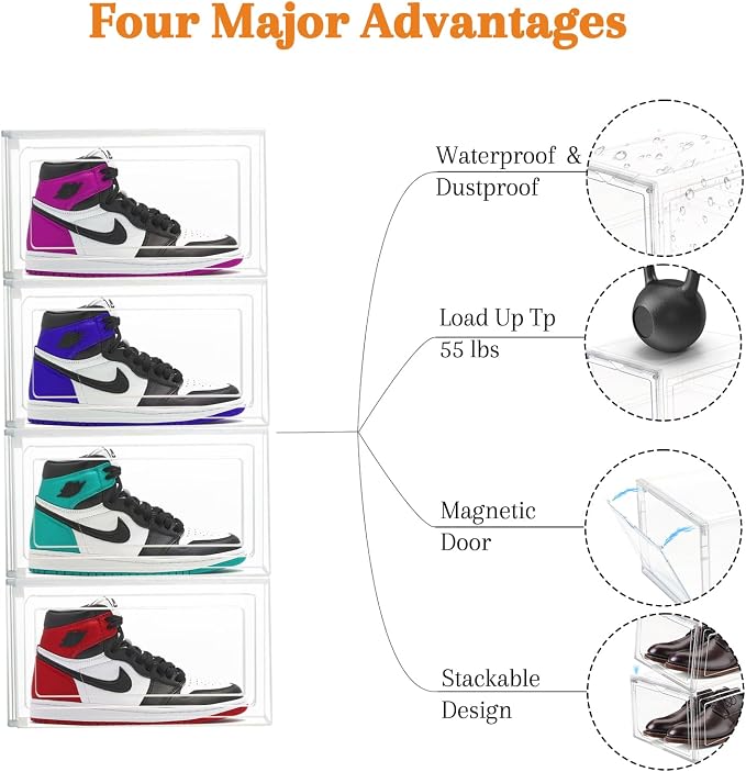 9 Pack Thicken Shoe Organizer Stackable Upgraded Sturdy Transparent Shoe - Image 6