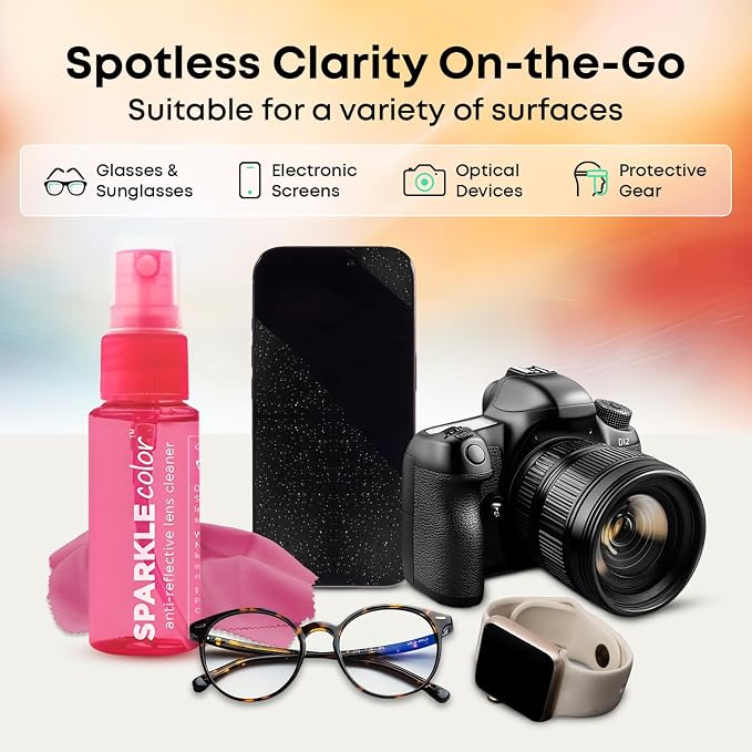 Sparkle Anti-Reflective Safe Lens Cleaner Spray Kit - 1oz Glasses Cleaner - Image 2