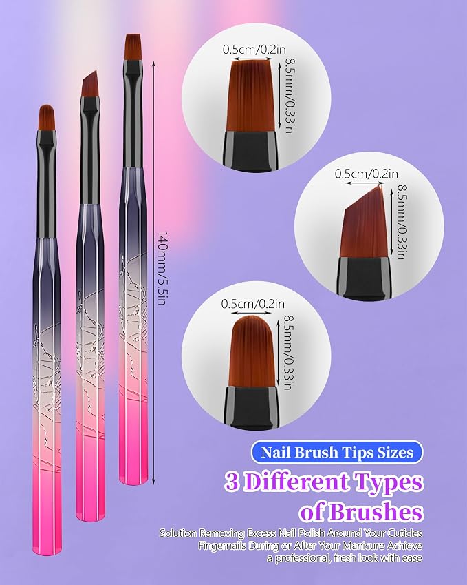 for OPI Nail Polish Remover Brush, Round/Angled/flat Acetone Resistant Gel - Image 6