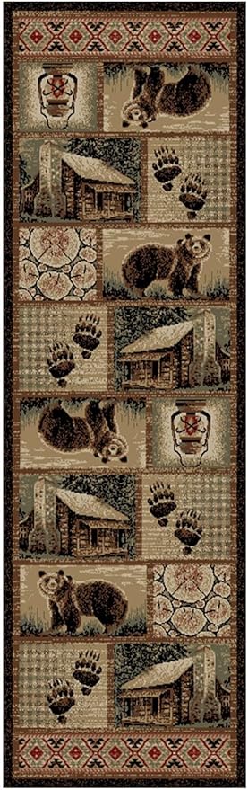 Mabyberry Rug HS9661 2X8 Cabin Hideaway Brown Area Rug