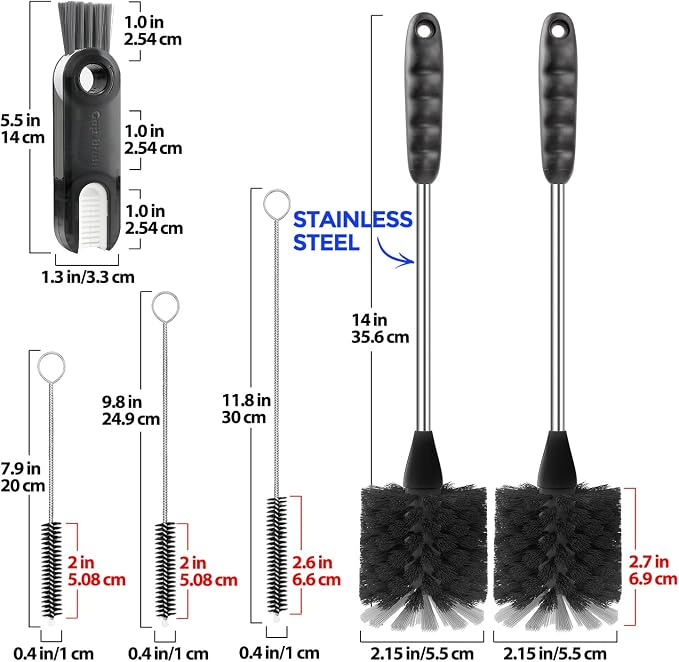 Holikme 6 Pack Bottle Brush Set, 3 Straw Brushes, 3-in-1 Bottle Cleaning Brush - Image 6