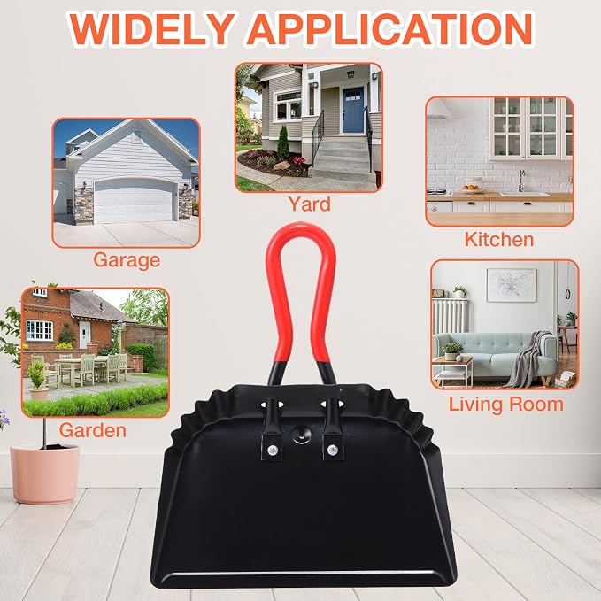 Uiifan 4 Pcs Industrial Metal Dustpans 12" Heavy Duty Dust Pan - Image 6