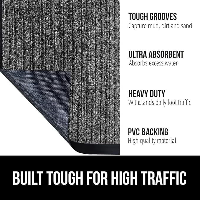 GORILLA GRIP Traffic Guard Door Mat, 2 Pack, Heavy Duty Waterproof Doormat - Image 2