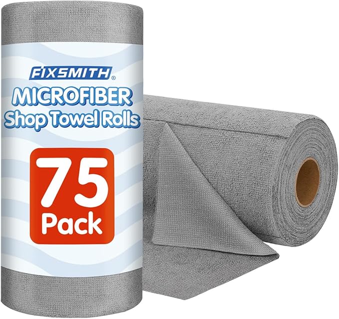 FIXSMITH Microfiber Cleaning Cloth Roll -75 Pack, Microfiber Towel Roll Tear by FIXSMITH