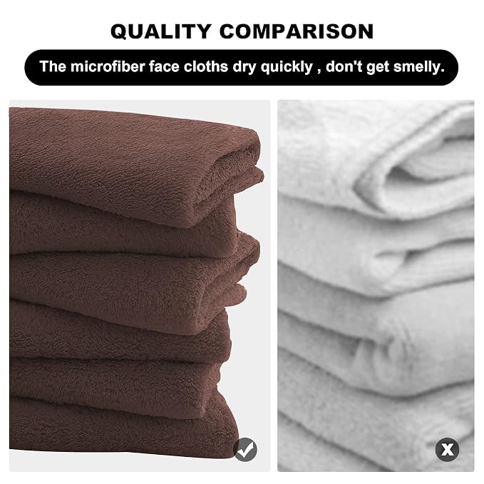 MOONQUEEN Microfiber Facial Cloths Fast Drying Washcloth 12 Pack - Image 6