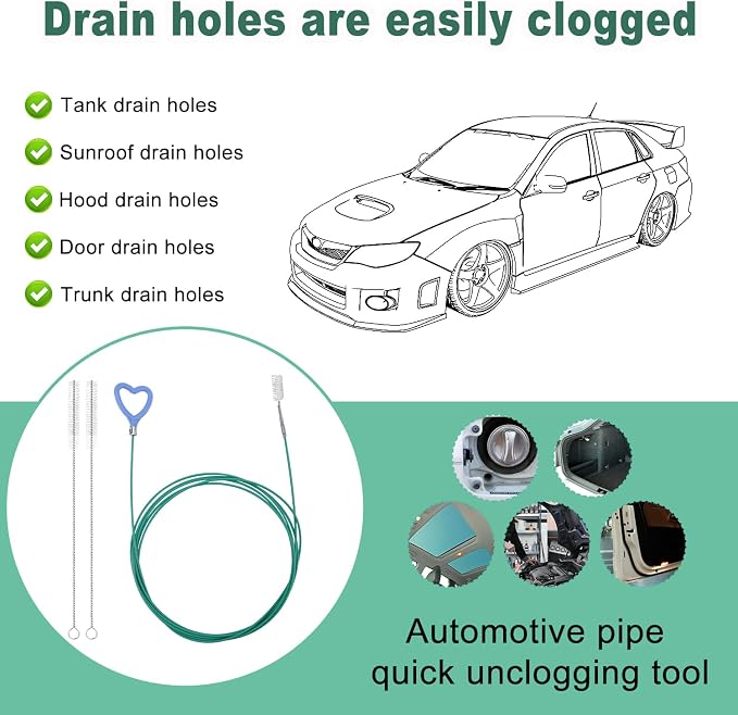 Sunroof Drain Cleaning Tool, 118in Long Wire Pipe Cleaner - Image 6