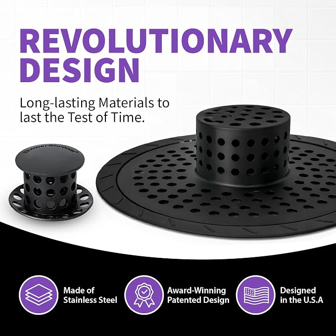 ShowerShroom Ultra Matte Black Hair Catcher, Stainless Steel Drain Protector - Image 8