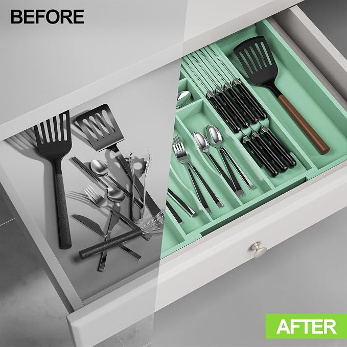 Bamboo Kitchen Drawer Organizer, Expandable Utensil Organizer - Image 6