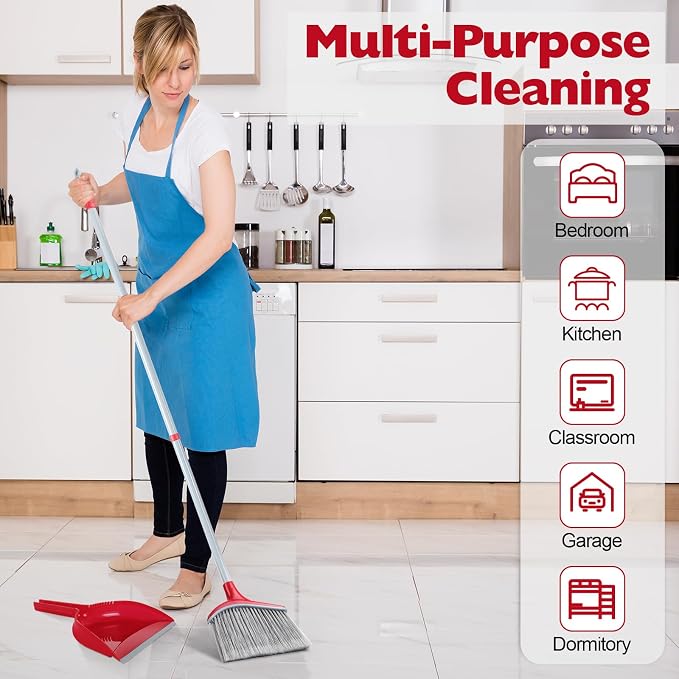 Meanplan 6 Pcs Angle Broom and Dustpan Combo Set - Image 6