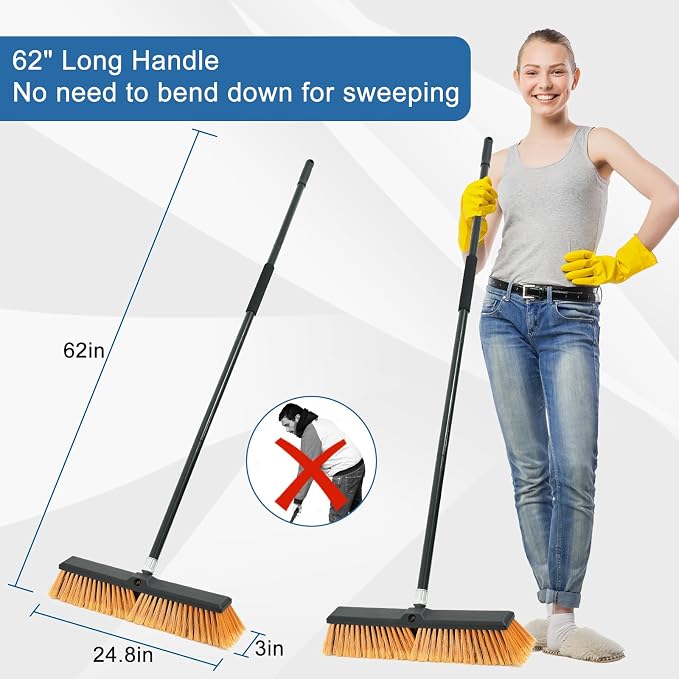 PBHEPJ 24 Inchs Push Broom Outdoor Heavy Duty, Shop Broom - Image 3