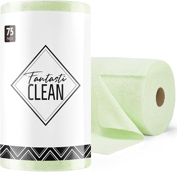 Fantasticlean Microfiber Cleaning Cloth Roll -75 Pack, Tear Away Microfiber by Fantasticlean
