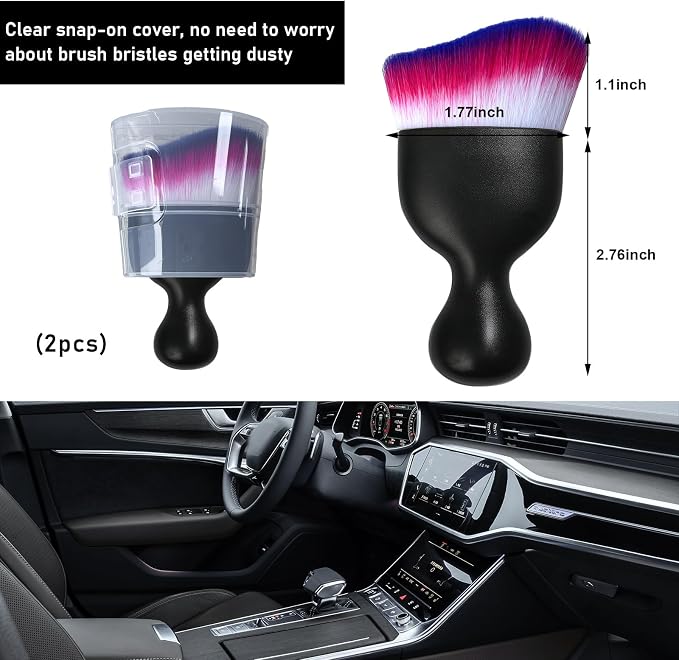 Ziciner 2 PCS Car Detailing Brush, Curved Soft Bristles Auto Removal Dust - Image 2