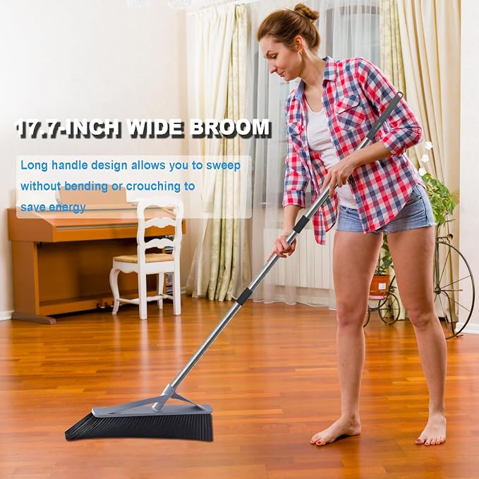 17.7inch Wide Large Broom for Sweeping Indoor or Outdoor, Whole Length 57inch - Image 2