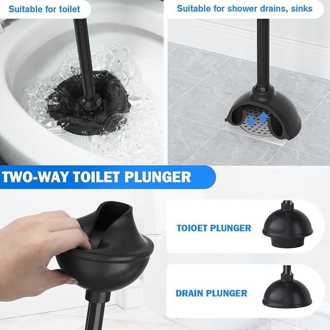 Toilet Plunger and Brush Set, Bowl Brush and Heavy Duty Toilet Brush - Image 3